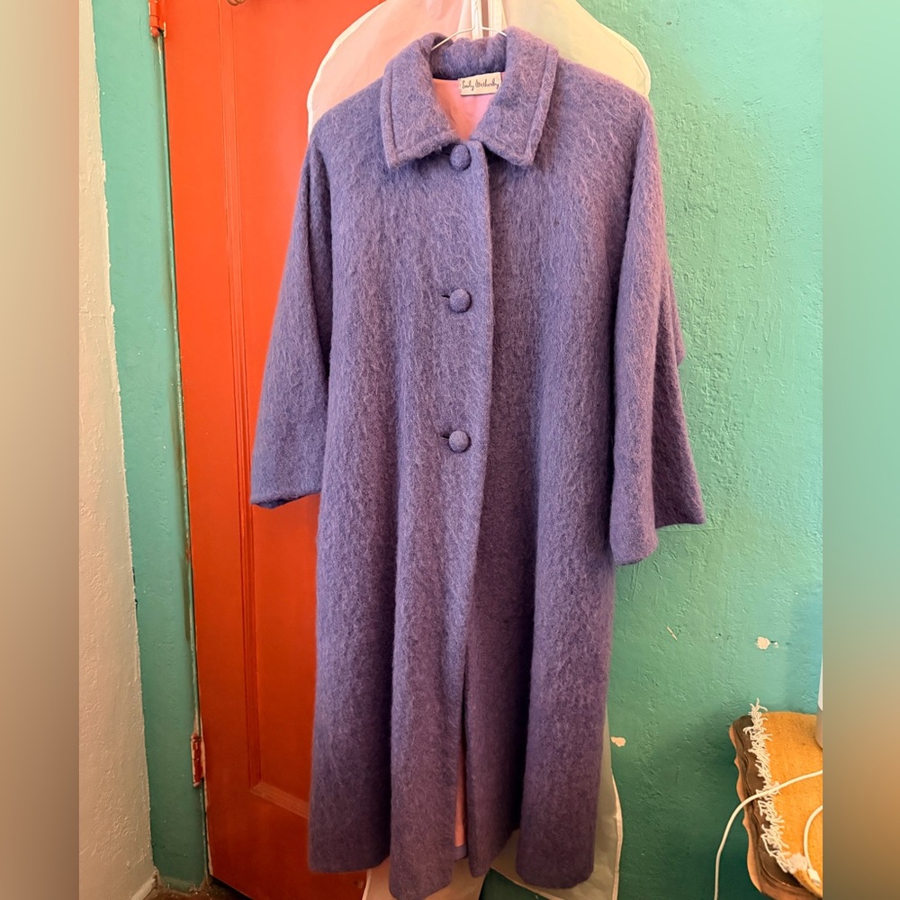 Vintage Emily Weatherly Women's Purple Wool Blend Coat